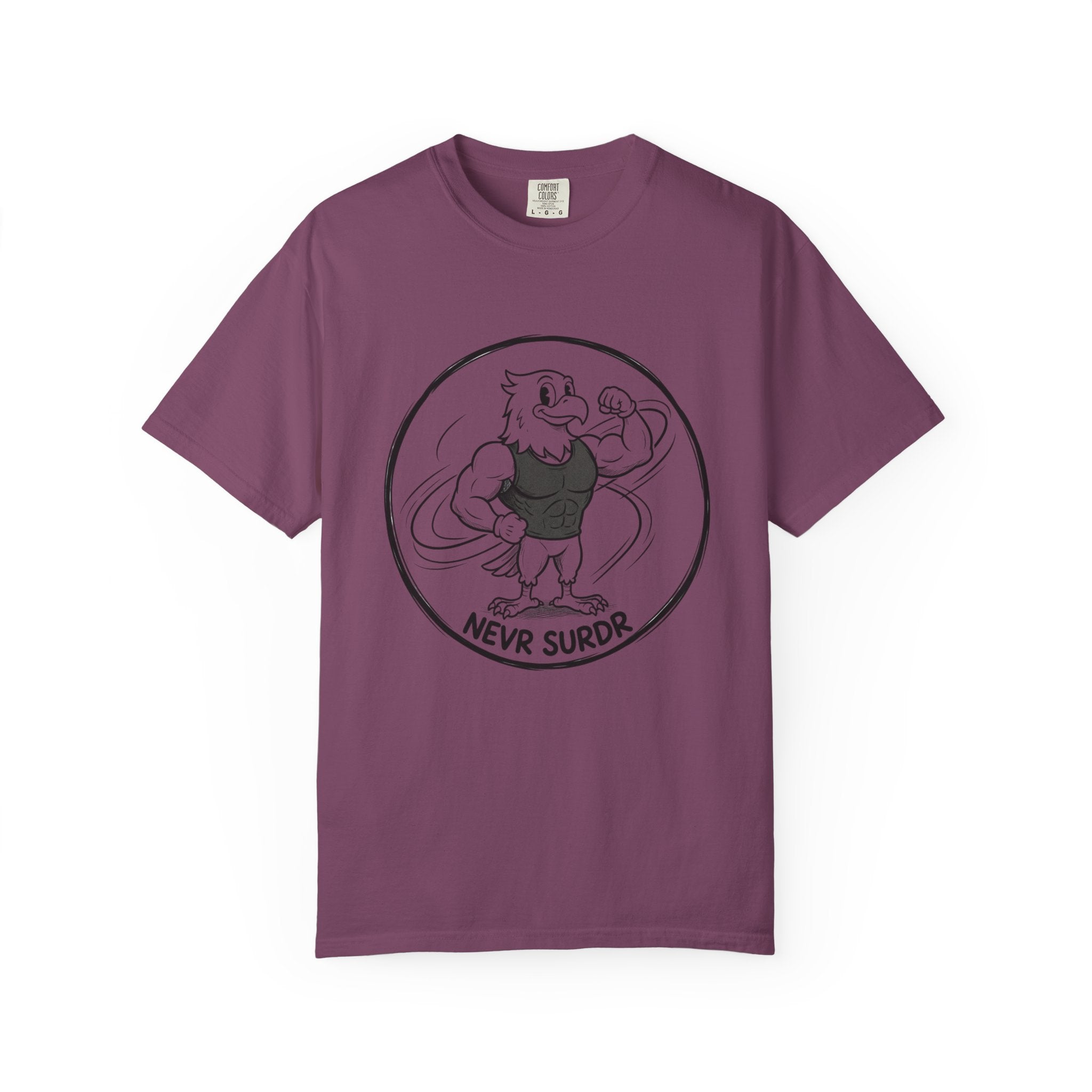 Eagle Strength T-Shirt — 'NEVR SURDR' Retro Athletic Graphic Tee