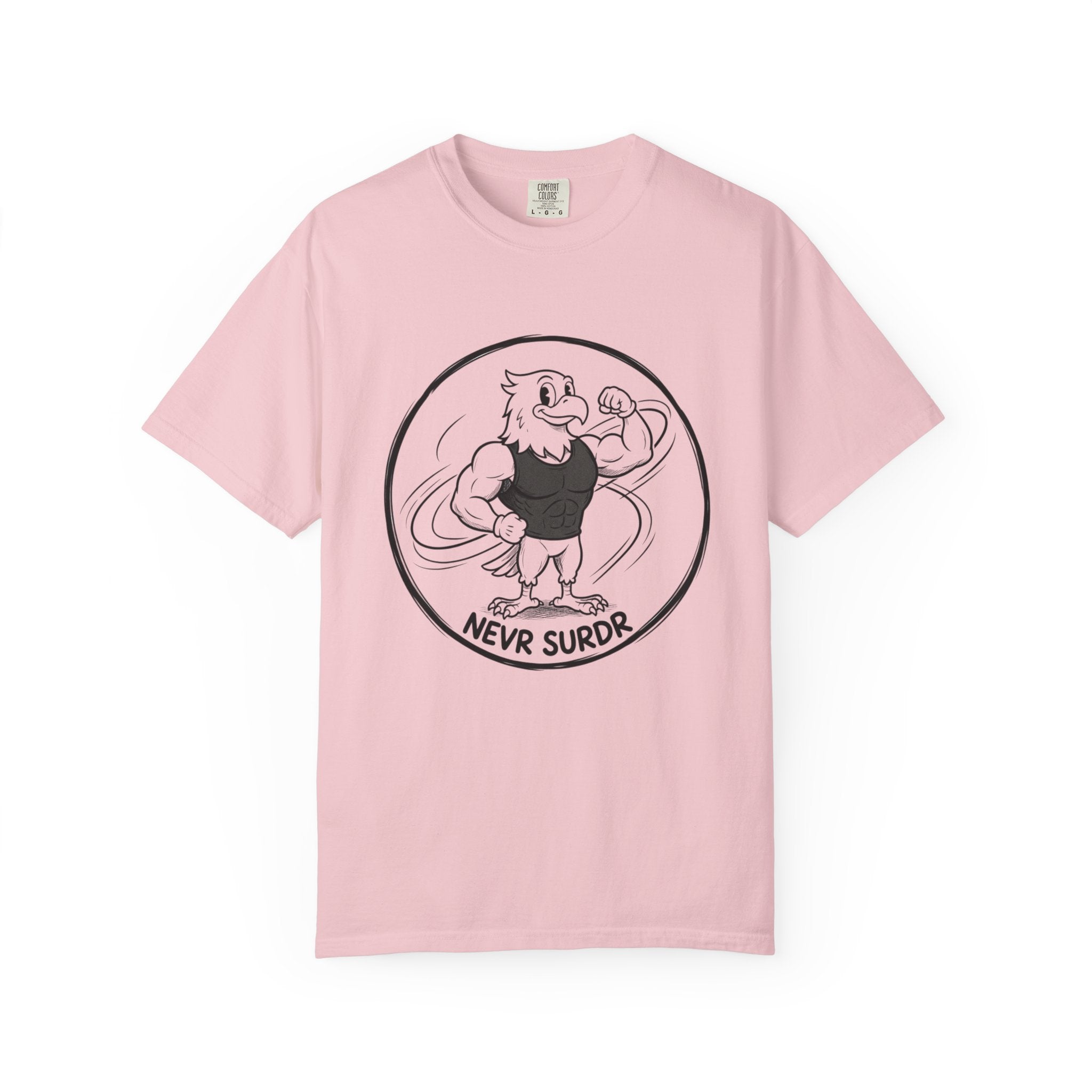 Eagle Strength T-Shirt — 'NEVR SURDR' Retro Athletic Graphic Tee