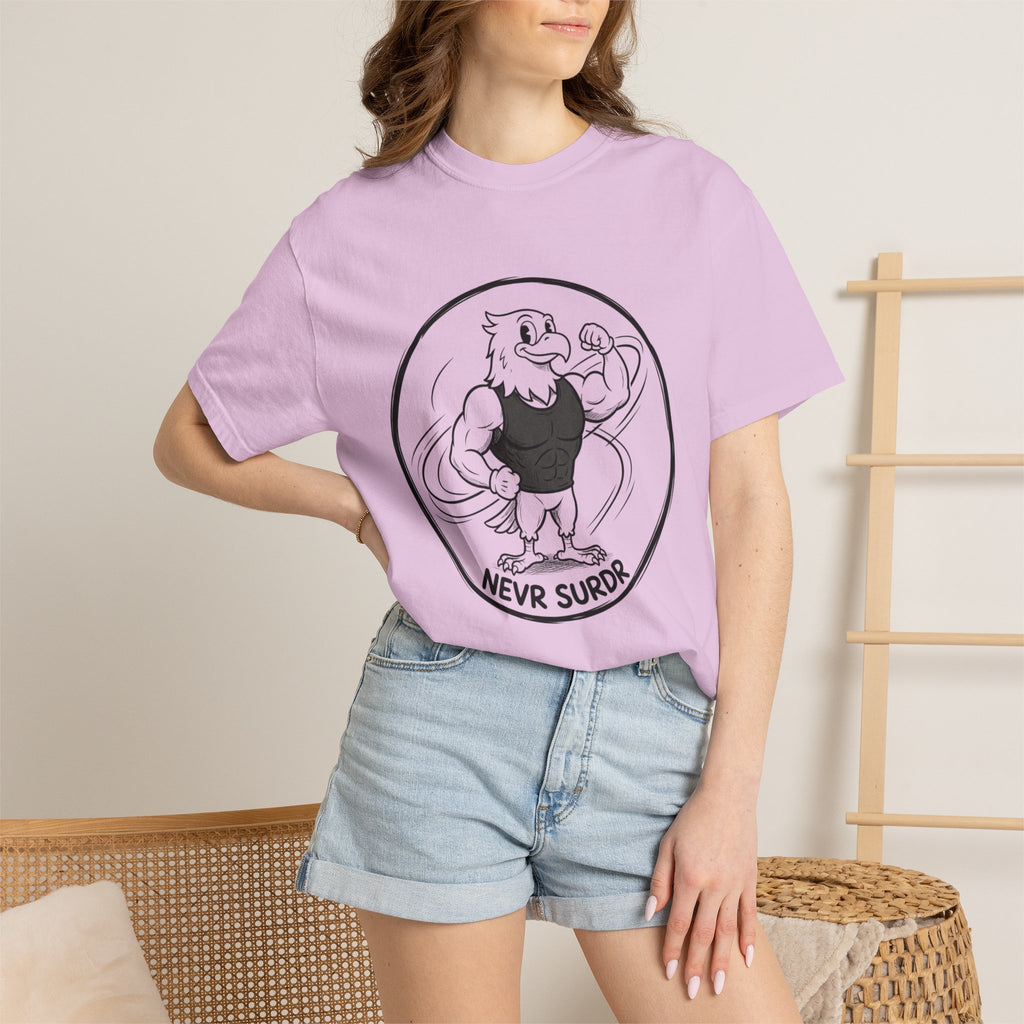 Eagle Strength T-Shirt — 'NEVR SURDR' Retro Athletic Graphic Tee