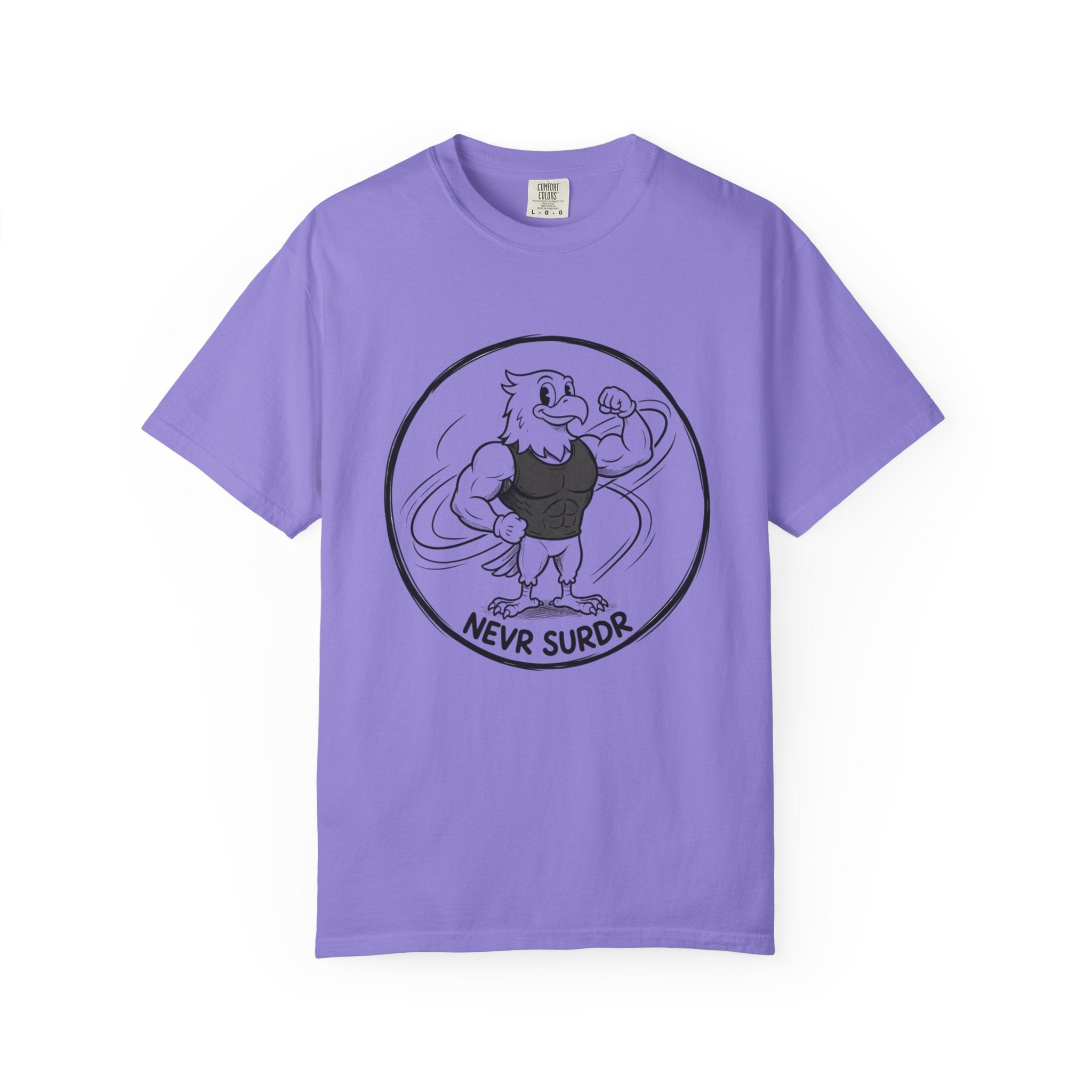 Eagle Strength T-Shirt — 'NEVR SURDR' Retro Athletic Graphic Tee