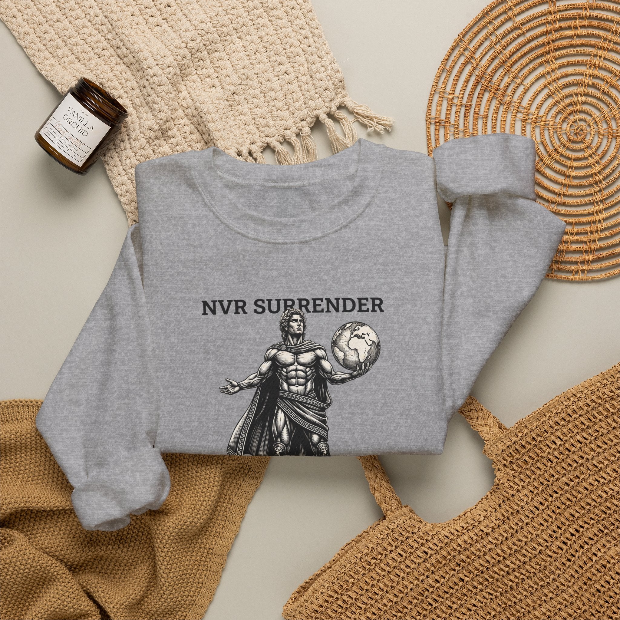 NVR Surrender Spartan Sweatshirt — Warrior Graphic Crewneck
