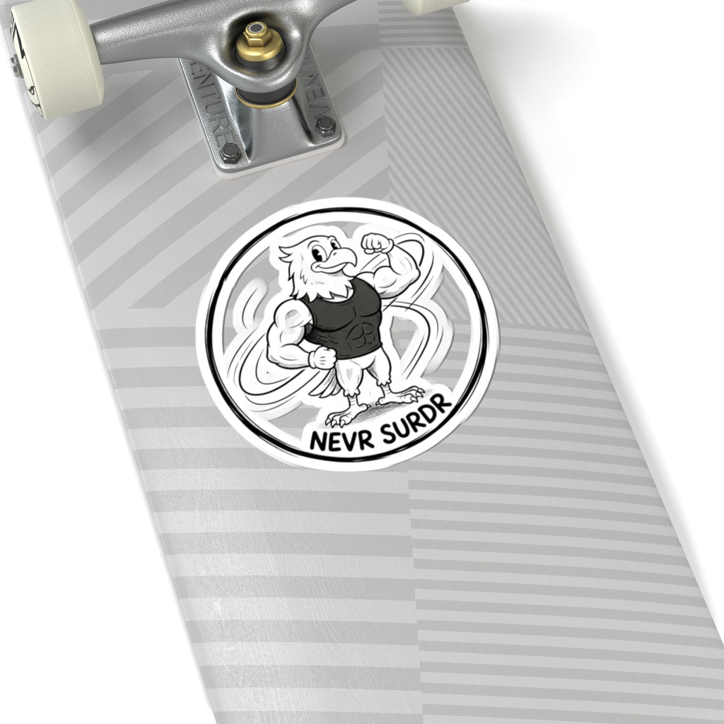 Never Surrender Eagle Sticker — Motivational Fitness Kiss-Cut Sticker