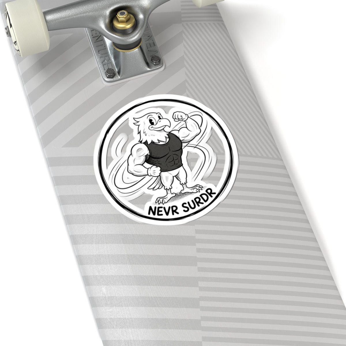 Never Surrender Eagle Sticker — Motivational Fitness Kiss-Cut Sticker