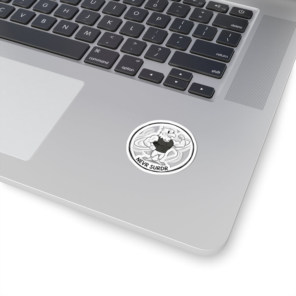 Never Surrender Eagle Sticker — Motivational Fitness Kiss-Cut Sticker