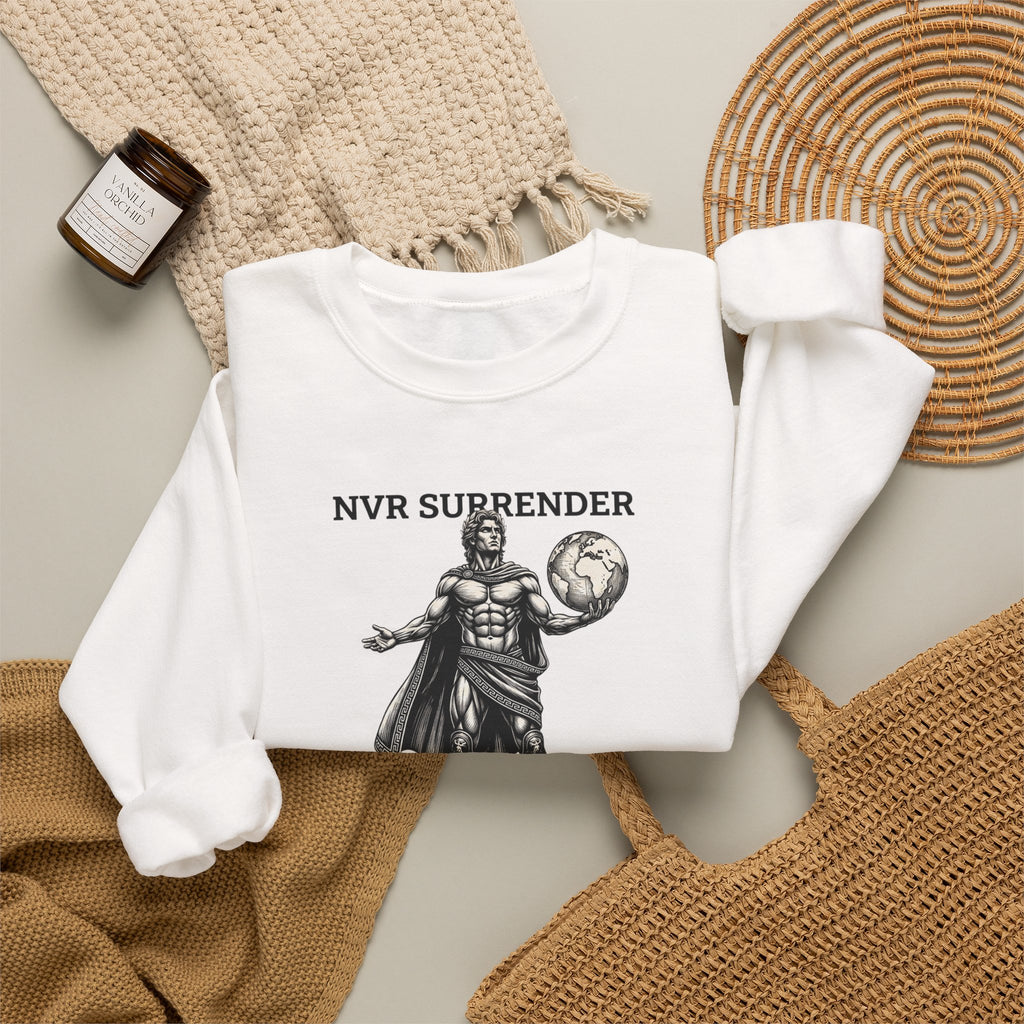 NVR Surrender Spartan Sweatshirt — Warrior Graphic Crewneck