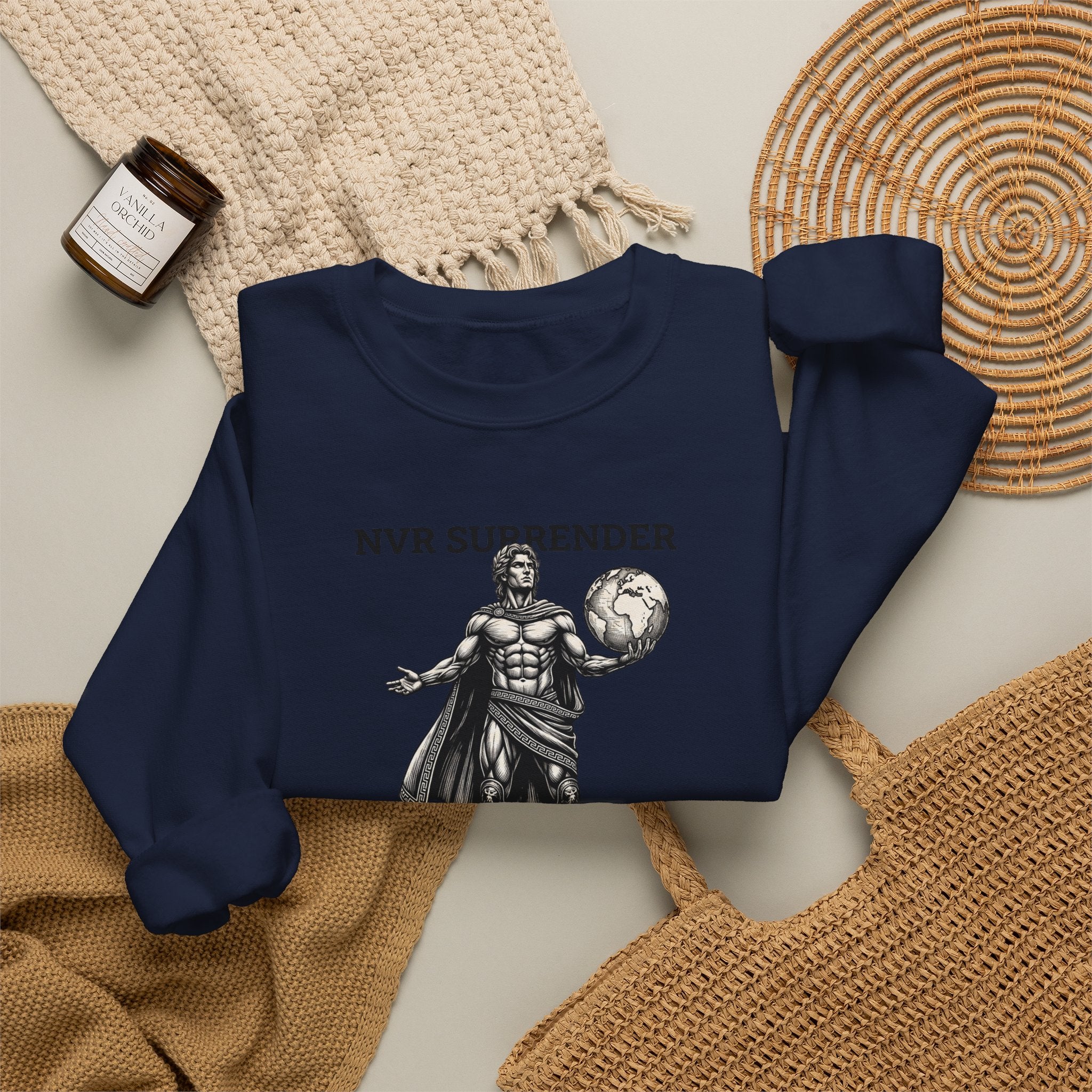 NVR Surrender Spartan Sweatshirt — Warrior Graphic Crewneck