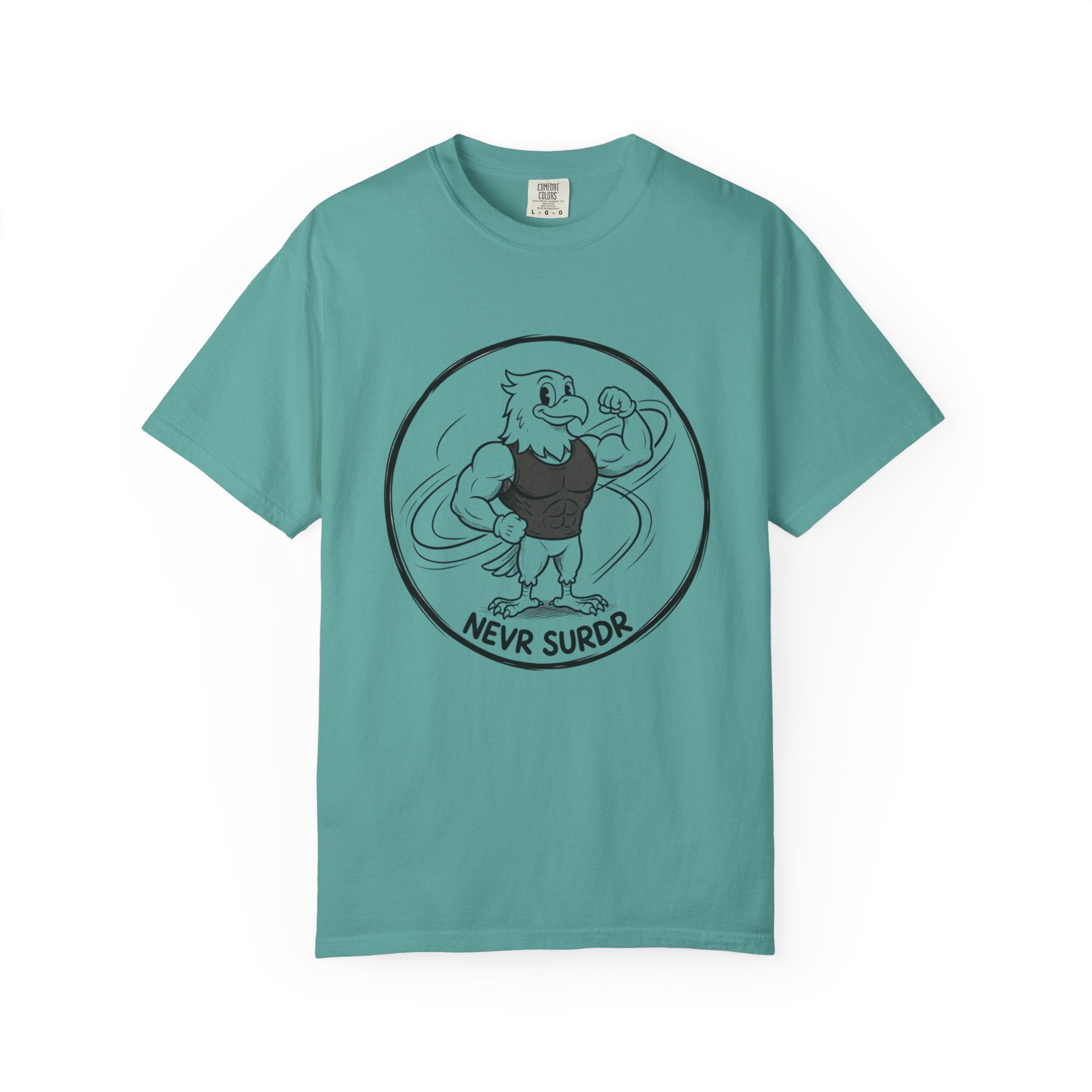 Eagle Strength T-Shirt — 'NEVR SURDR' Retro Athletic Graphic Tee