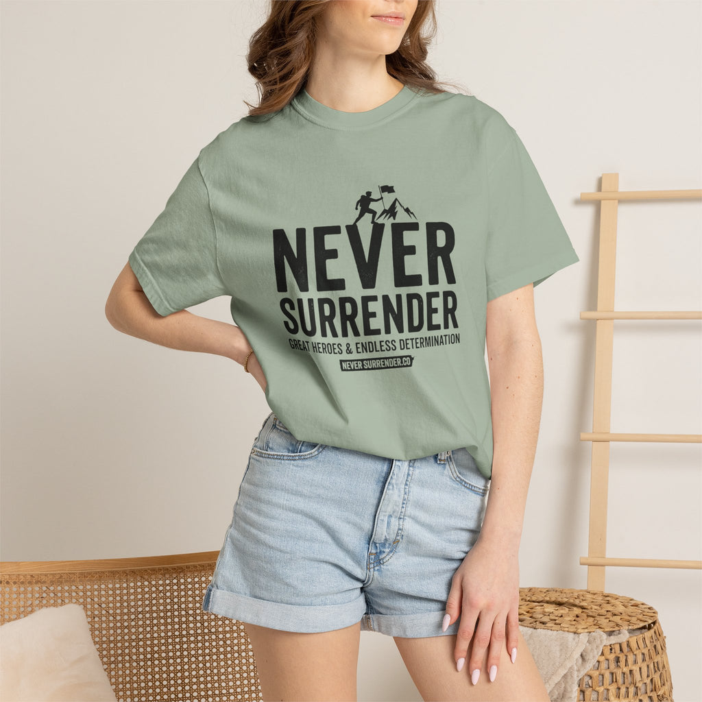 Never Surrender T-Shirt — Motivational Military Rescue Design