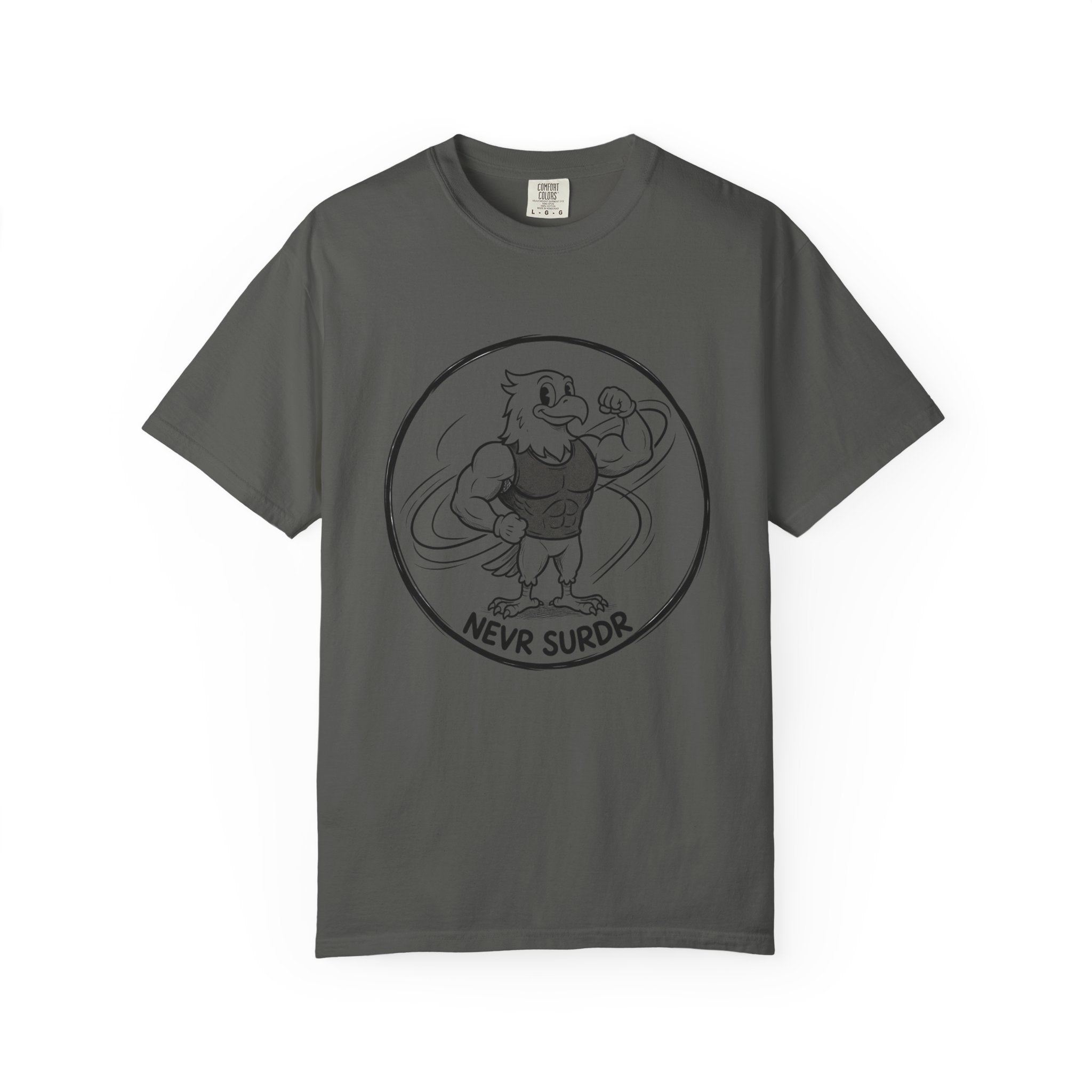 Eagle Strength T-Shirt — 'NEVR SURDR' Retro Athletic Graphic Tee