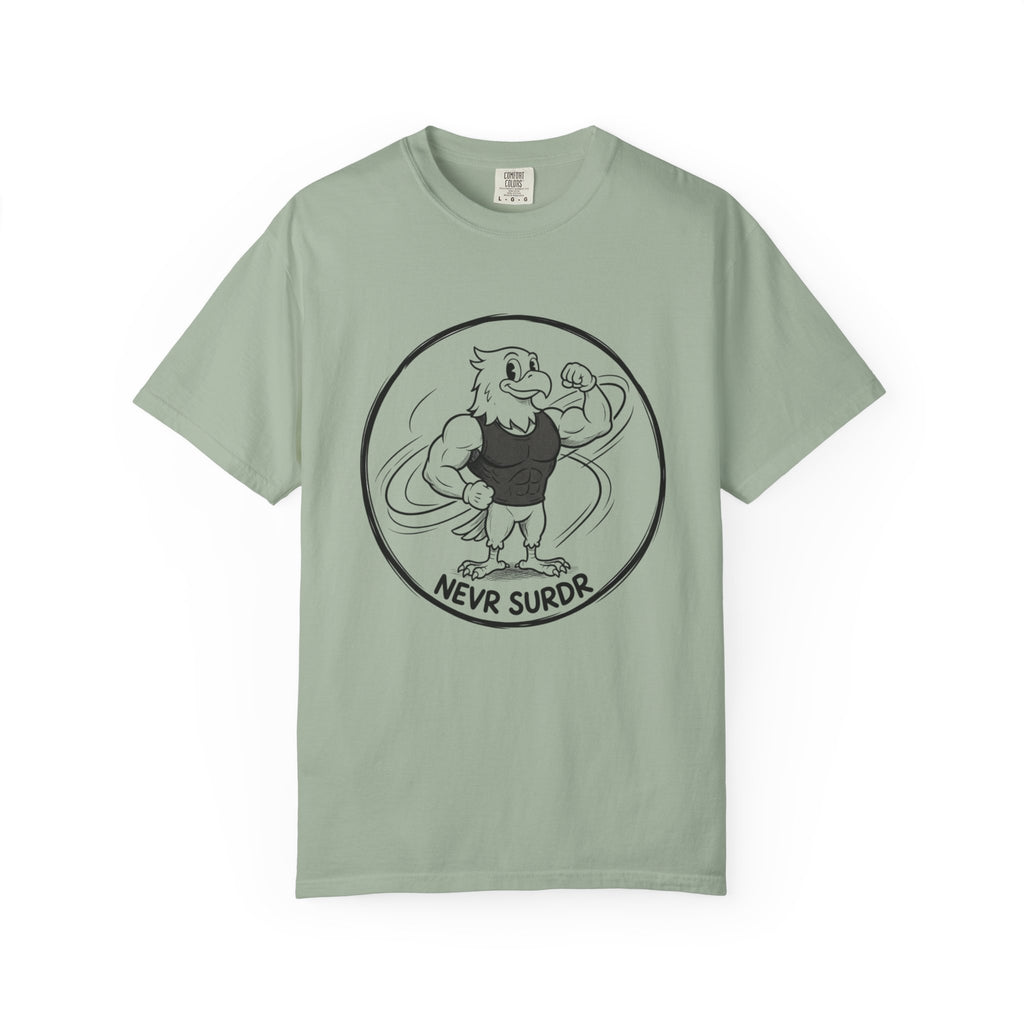 Eagle Strength T-Shirt — 'NEVR SURDR' Retro Athletic Graphic Tee