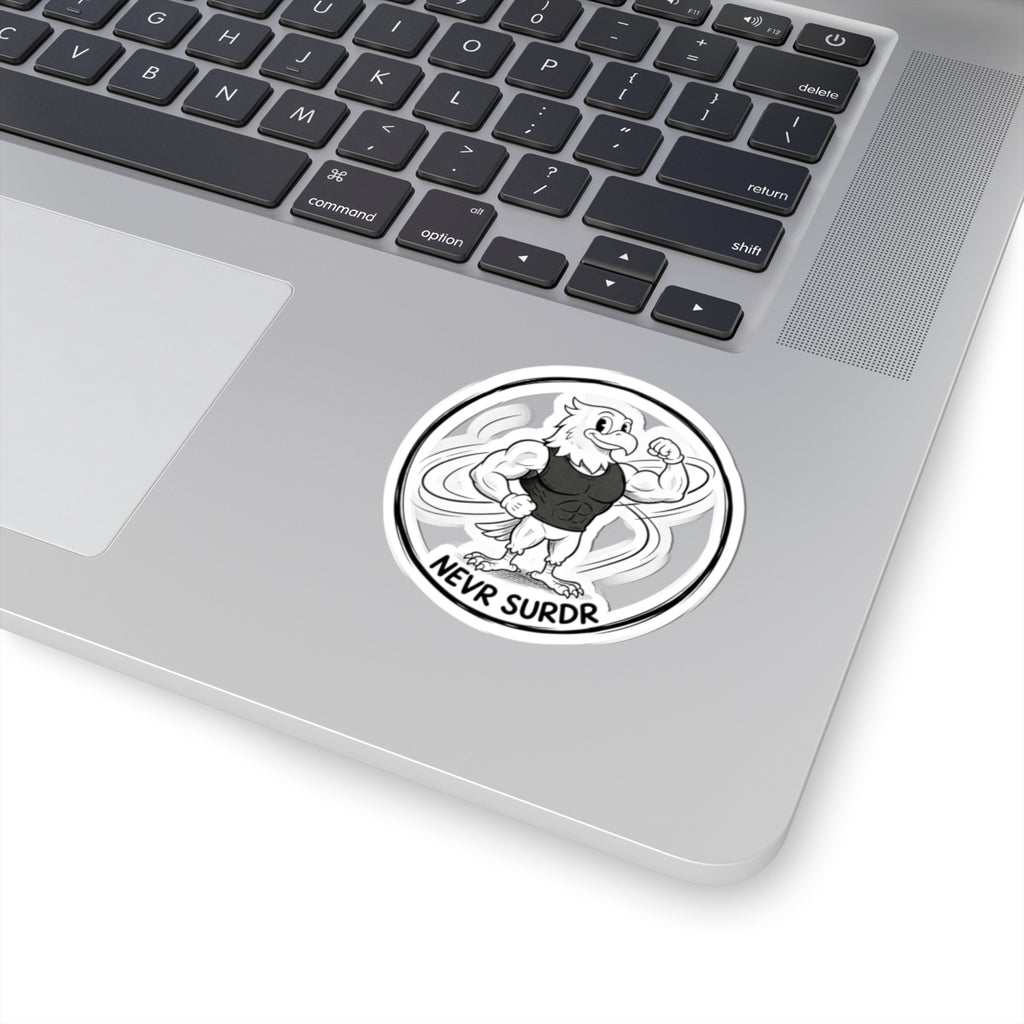 Never Surrender Eagle Sticker — Motivational Fitness Kiss-Cut Sticker