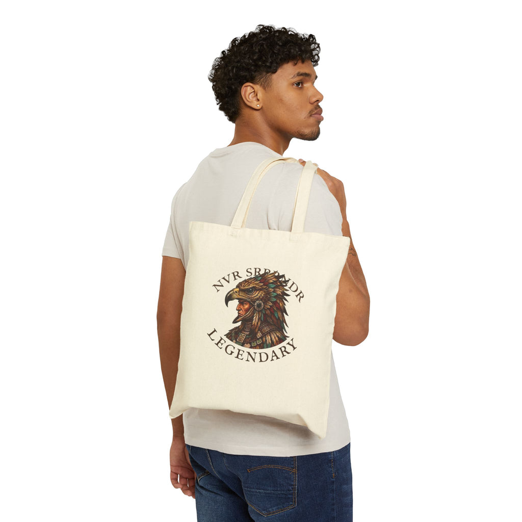 Legendary Eagle Canvas Tote Bag — 'Never Surrender' Native-Inspired Design