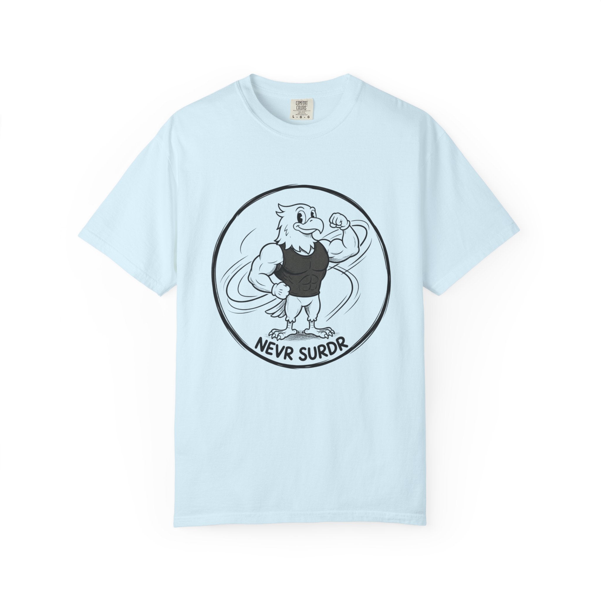 Eagle Strength T-Shirt — 'NEVR SURDR' Retro Athletic Graphic Tee