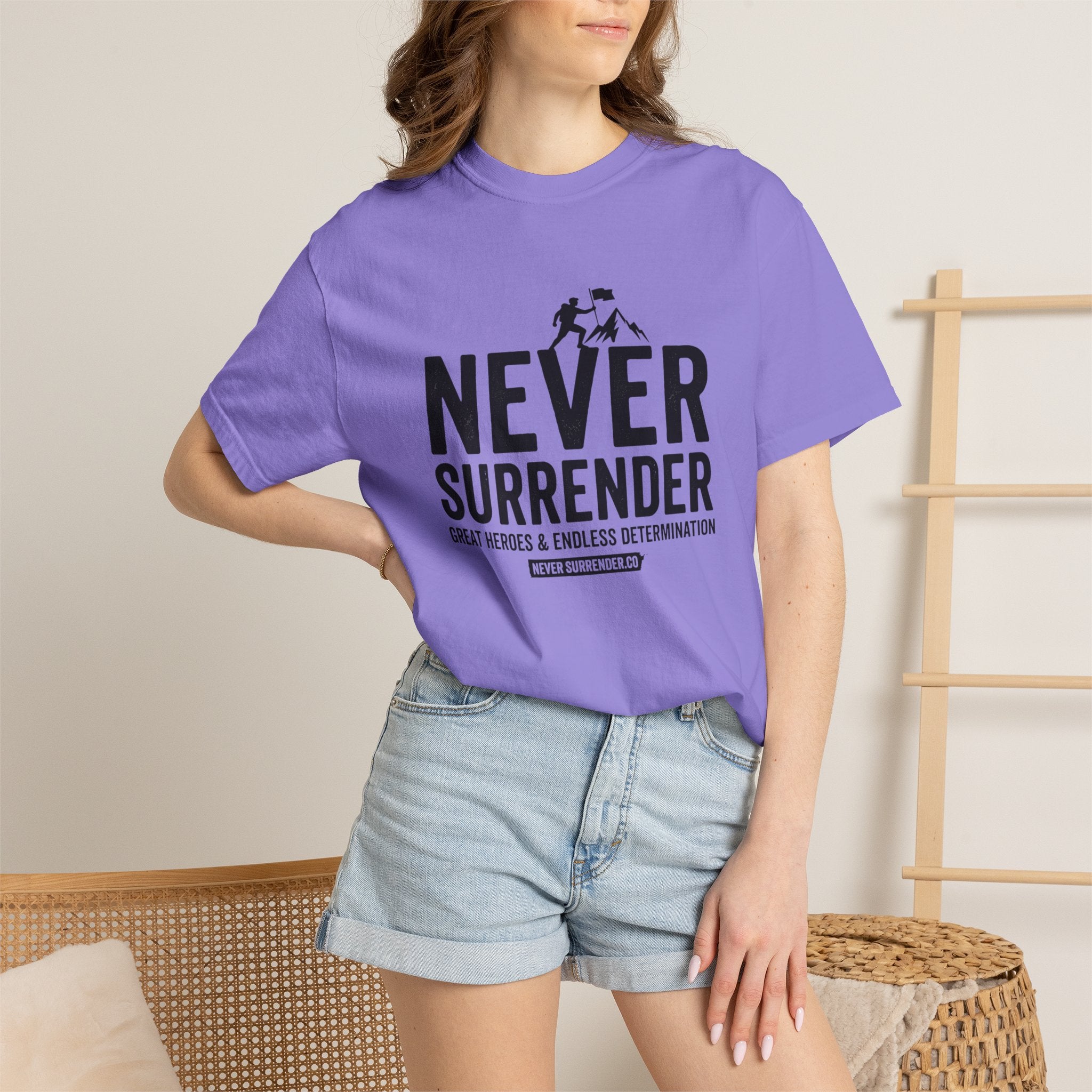 Never Surrender T-Shirt — Motivational Military Rescue Design
