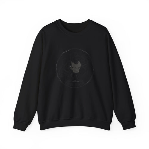 Crewneck Sweatshirt — 'Nevr Surrd' Vintage Strongman Graphic