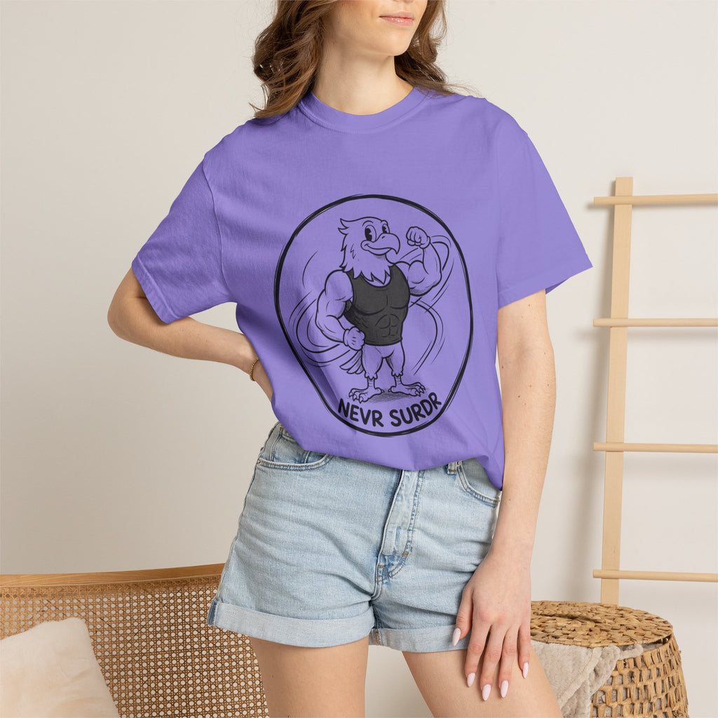 Eagle Strength T-Shirt — 'NEVR SURDR' Retro Athletic Graphic Tee
