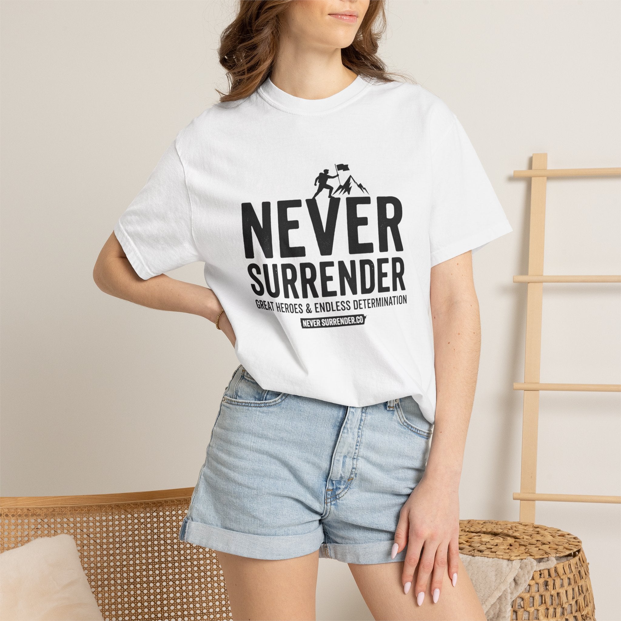 Never Surrender T-Shirt — Motivational Military Rescue Design