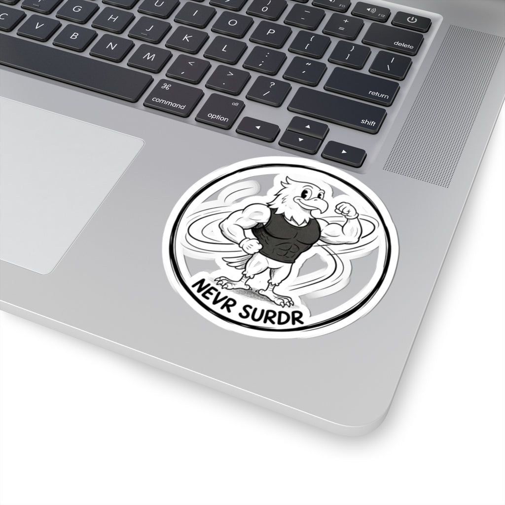 Never Surrender Eagle Sticker — Motivational Fitness Kiss-Cut Sticker
