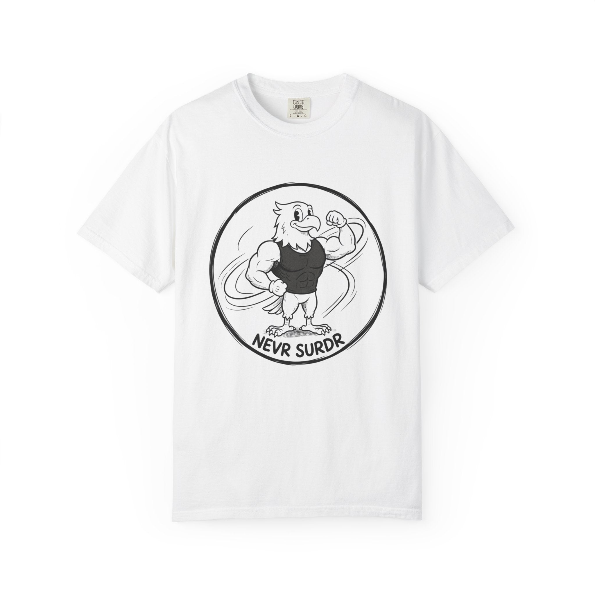Eagle Strength T-Shirt — 'NEVR SURDR' Retro Athletic Graphic Tee