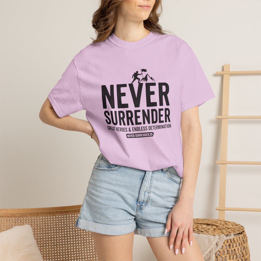 Never Surrender T-Shirt — Motivational Military Rescue Design