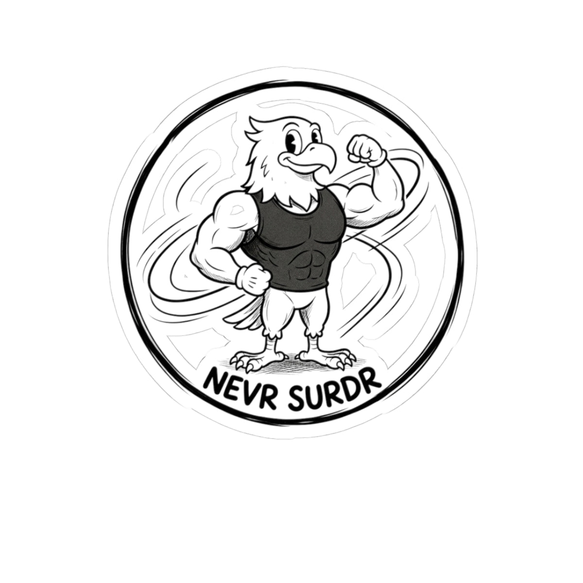 Never Surrender Eagle Sticker — Motivational Fitness Kiss-Cut Sticker