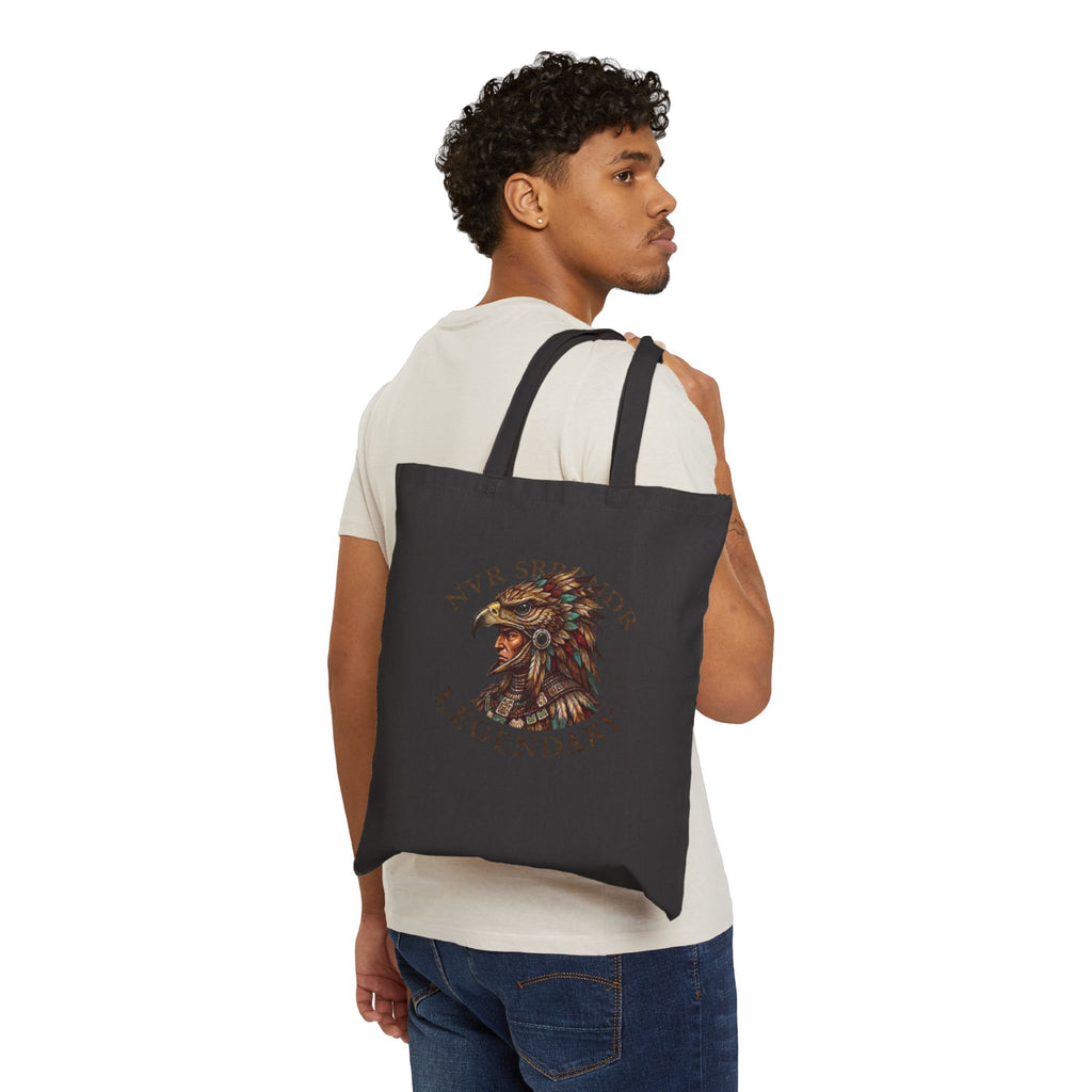 Legendary Eagle Canvas Tote Bag — 'Never Surrender' Native-Inspired Design