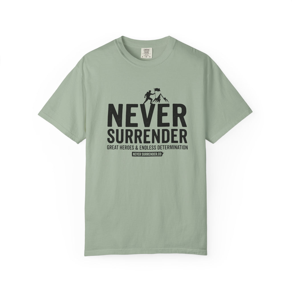 Never Surrender T-Shirt — Motivational Military Rescue Design
