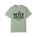 Never Surrender T-Shirt — Motivational Military Rescue Design