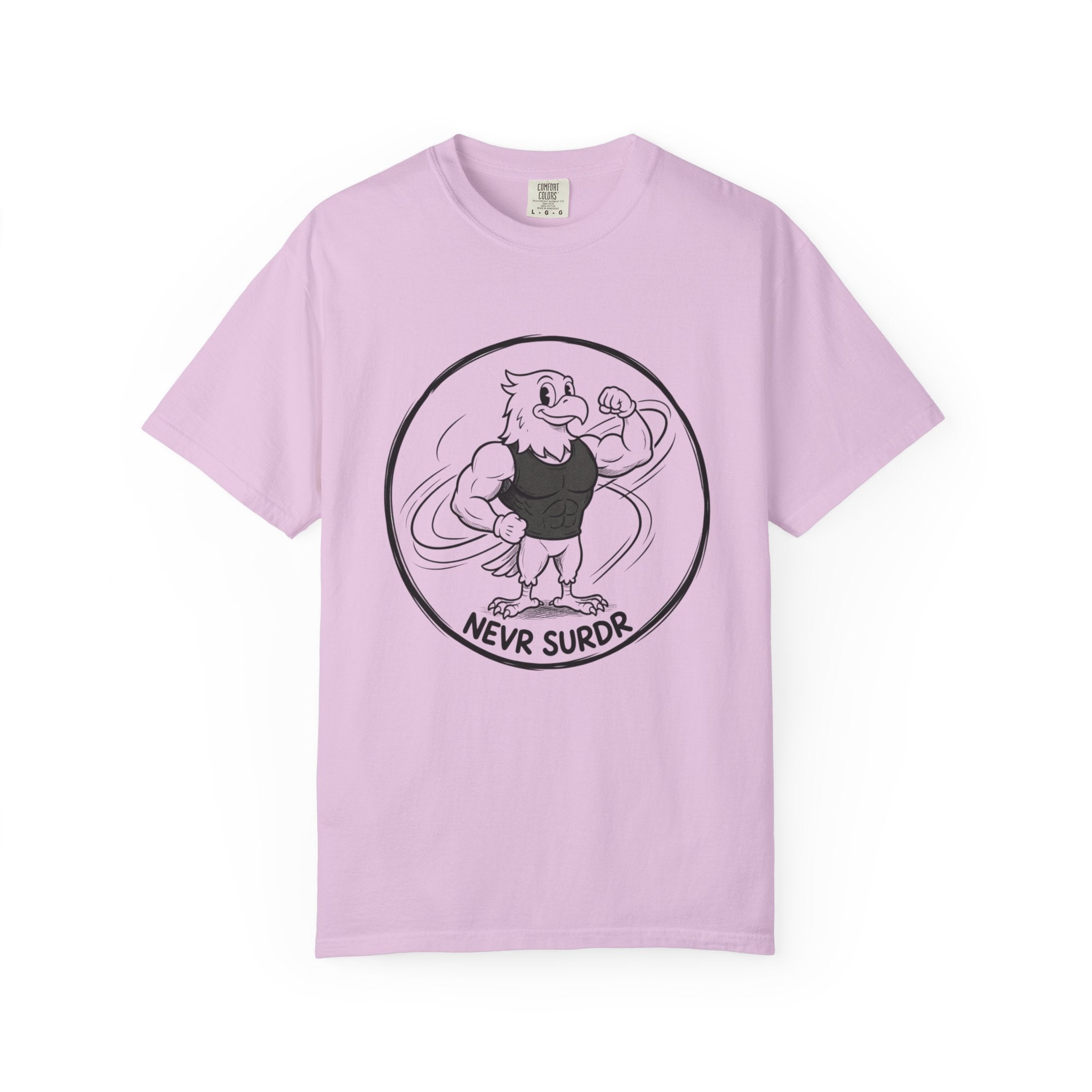 Eagle Strength T-Shirt — 'NEVR SURDR' Retro Athletic Graphic Tee